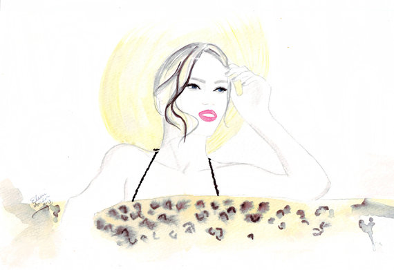 Watercolour fashion illustration Titled Summer & Dior