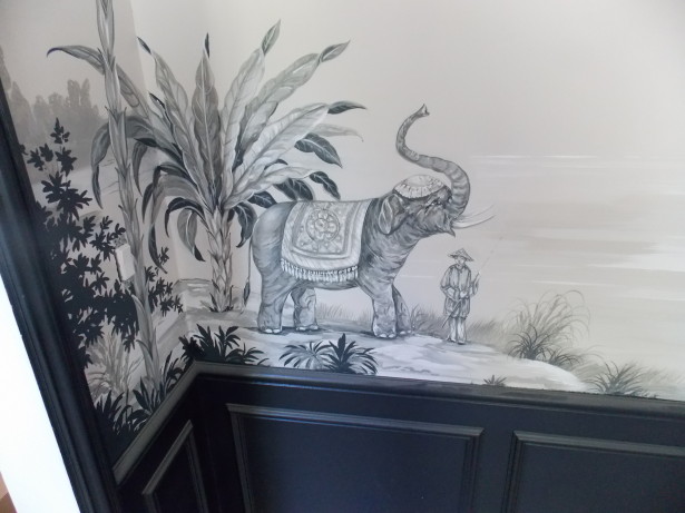 hand painted mural christine dovey style project greenbay elephant
