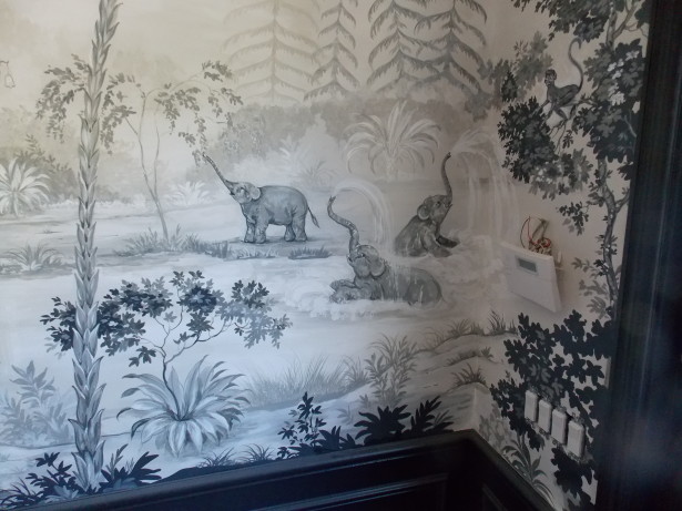 hand painted mural elephants christine dovey style foyer project greenbay