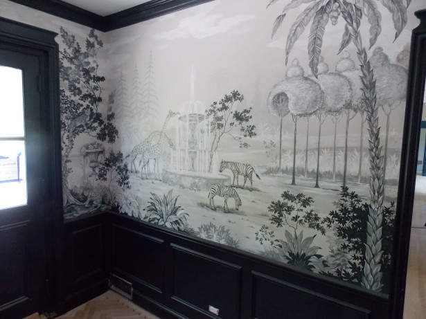 hand painted mural zebras and giraffes christine dovey style foyer project greenbay