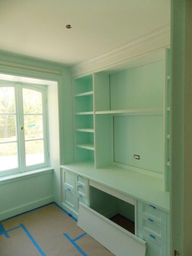 office benjamin moore irish mint built in desk project greenbay christine dovey style